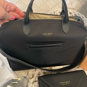 Mina Baie Mini Emmy Black Nylon with leather trim